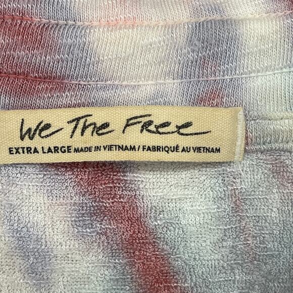 WE THE FREE Top XL Best Catch Tie Dye Tee Long Sleeve Terry Oversized Tunic Red - Picture 5 of 16